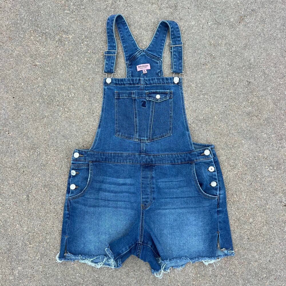 Y2K Juicy Couture Shortalls Denim Jean Cutoff Overalls XL Stretch